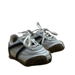 Teeny Toes Unisex Baby Infant White Brown Leather Lace Up Sneakers Shoes Sz 1